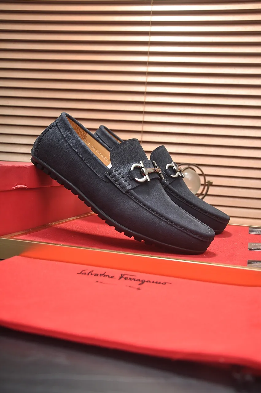 Men's shoes 💰460💶 [Ferragamo/Ferragamo] The latest model in the counter. Original imported open-sided fine cowhide hand-woven + imported 🐂 cowhide + original luxury metal buckle + original combination outsole. No pressure in comparison 38--44🎉